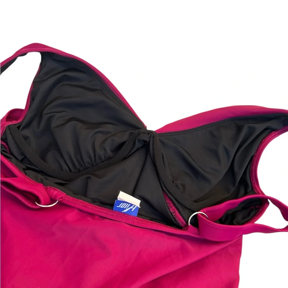 Hilor one piece swim dress dark‎ pink size 10 underwire
